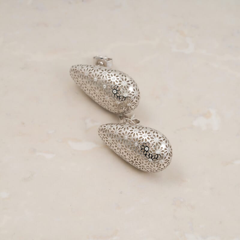 D'Joy Simulated Diamond 0.35 ctw Teardrop Stud Earrings in Rhodium Over Sterling Silver