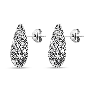 D'Joy Simulated Diamond 0.35 ctw Teardrop Stud Earrings in Rhodium Over Sterling Silver