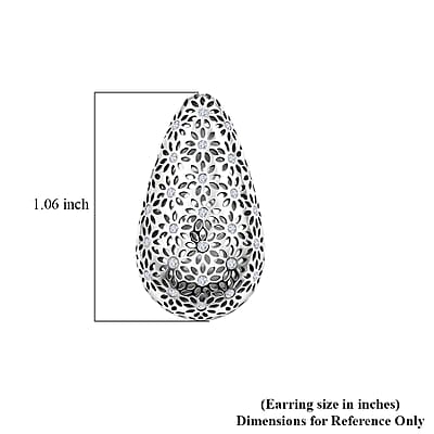D'Joy Simulated Diamond 0.35 ctw Teardrop Stud Earrings in Rhodium Over Sterling Silver