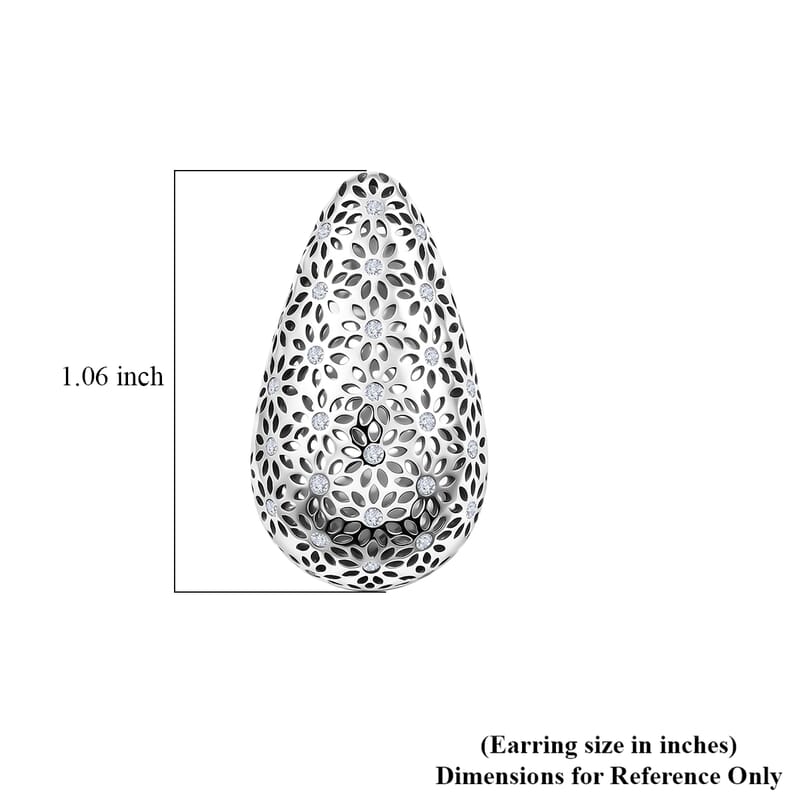D'Joy Simulated Diamond 0.35 ctw Teardrop Stud Earrings in Rhodium Over Sterling Silver
