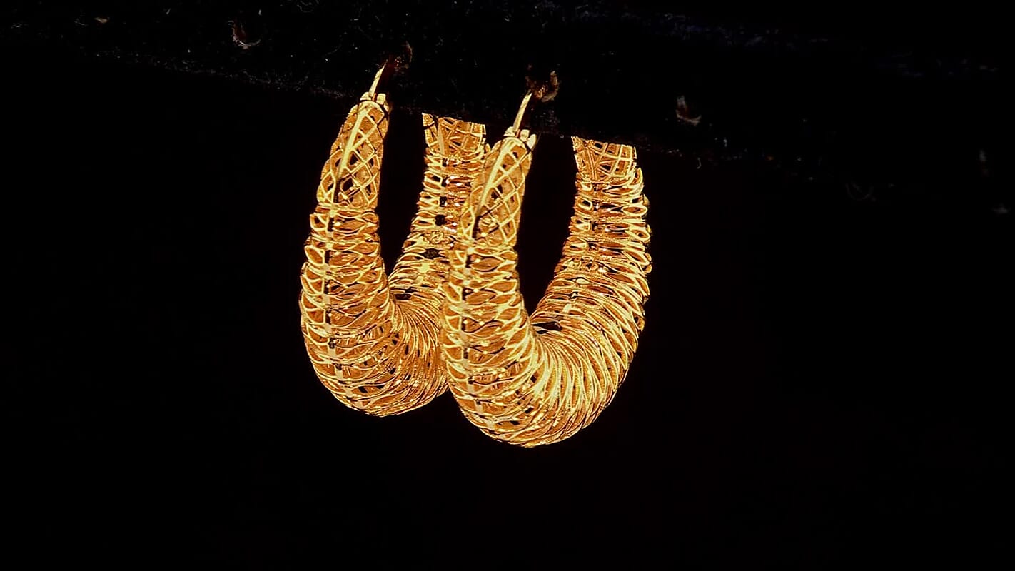 D'Joy Classic Hoop Earrings in 14K Yellow Gold Over Sterling Silver 6.75 Grams