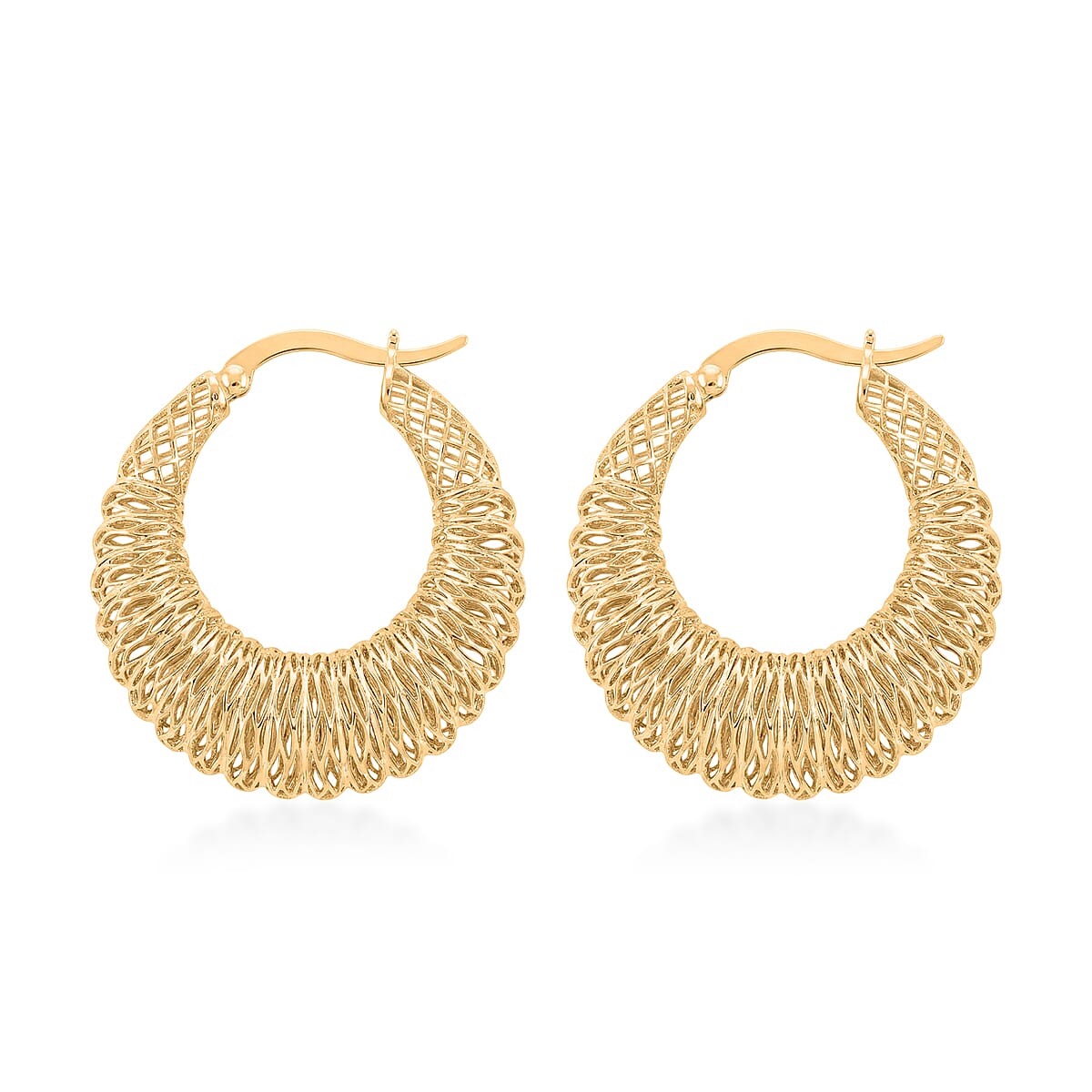 D'Joy Classic Hoop Earrings in 14K Yellow Gold Over Sterling Silver 6.75 Grams