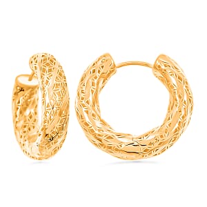 D'Joy Textured Hoop Earrings in 14K Yellow Gold Over Sterling Silver 8 Grams