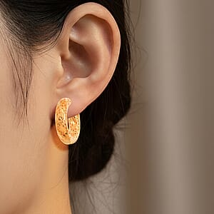 D'Joy Textured Hoop Earrings in 14K Yellow Gold Over Sterling Silver 8 Grams