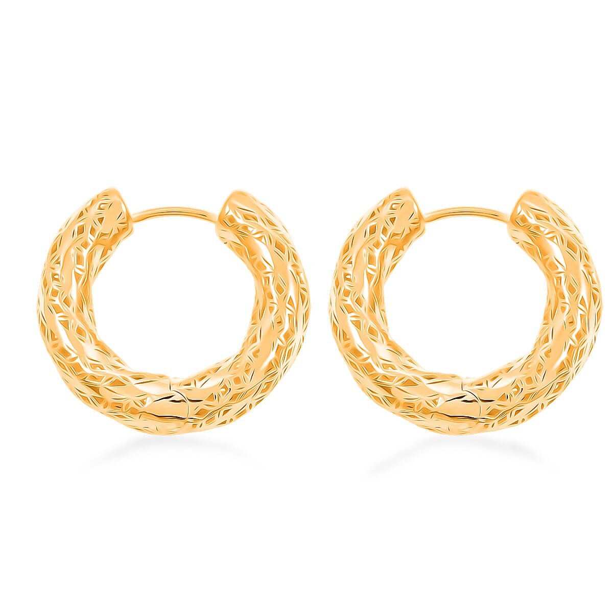D'Joy Textured Hoop Earrings in 14K Yellow Gold Over Sterling Silver 8 Grams image number 3