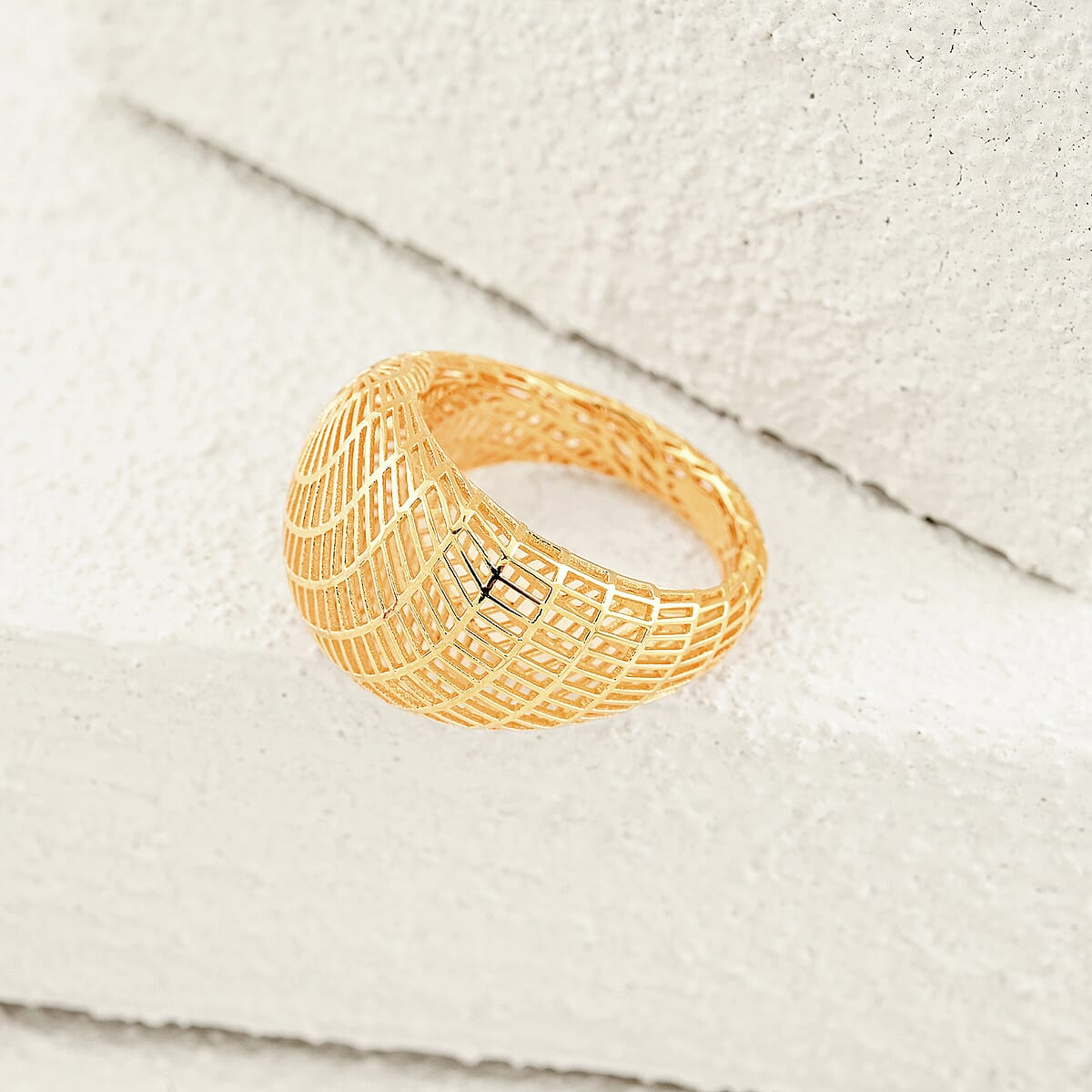 D'Joy 14K YG Over Sterling Silver Geometric Openwork Ring (Size 10.0) (3.60 g) image number 1