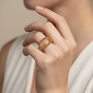 D'Joy 14K YG Over Sterling Silver Geometric Openwork Ring (Size 10.0) (3.60 g)