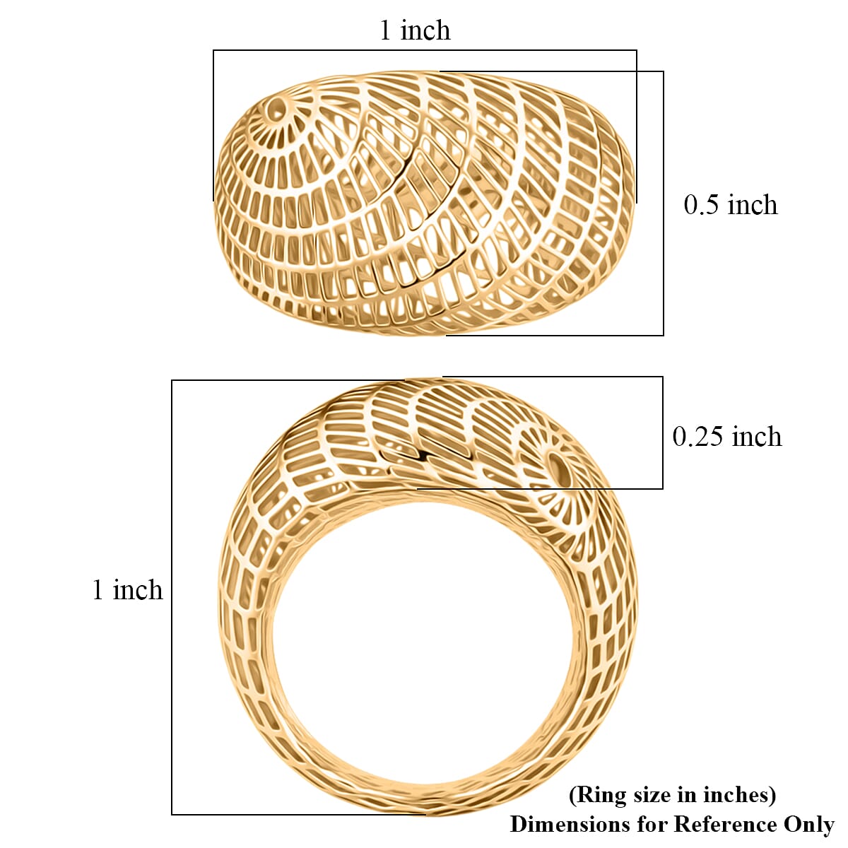 D'Joy 14K YG Over Sterling Silver Geometric Openwork Ring (Size 10.0) (3.60 g) image number 5