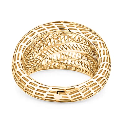 D'Joy 14K YG Over Sterling Silver Geometric Openwork Ring (Size 5.0) (3.60 g)
