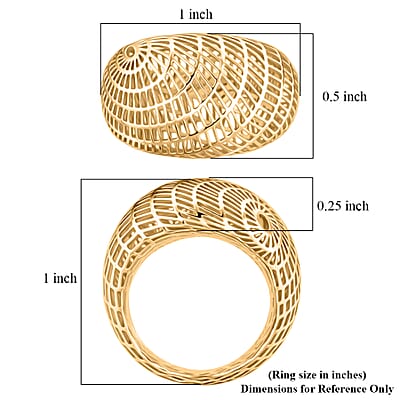 D'Joy 14K YG Over Sterling Silver Geometric Openwork Ring (Size 5.0) (3.60 g)