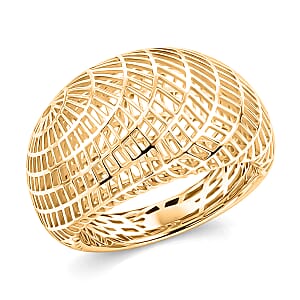 D'Joy 14K YG Over Sterling Silver Geometric Openwork Ring (Size 6.0) (3.60 g)