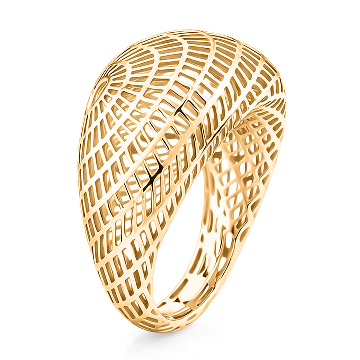 D'Joy 14K YG Over Sterling Silver Geometric Openwork Ring (Size 6.0) (3.60 g) image number 3