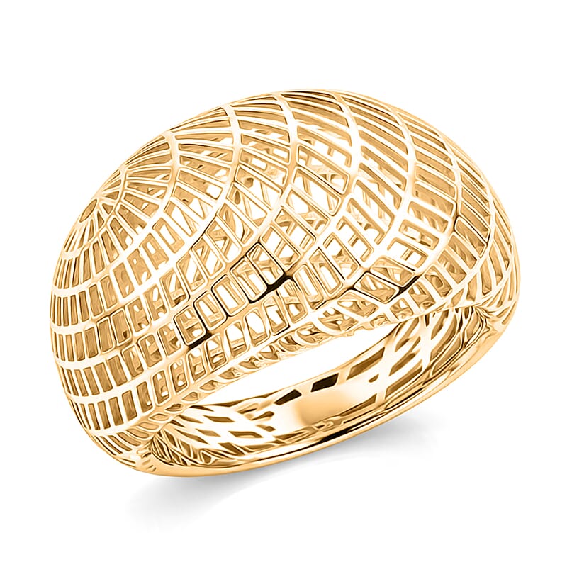 D'Joy 14K YG Over Sterling Silver Geometric Openwork Ring (Size 8.0) (3.60 g)