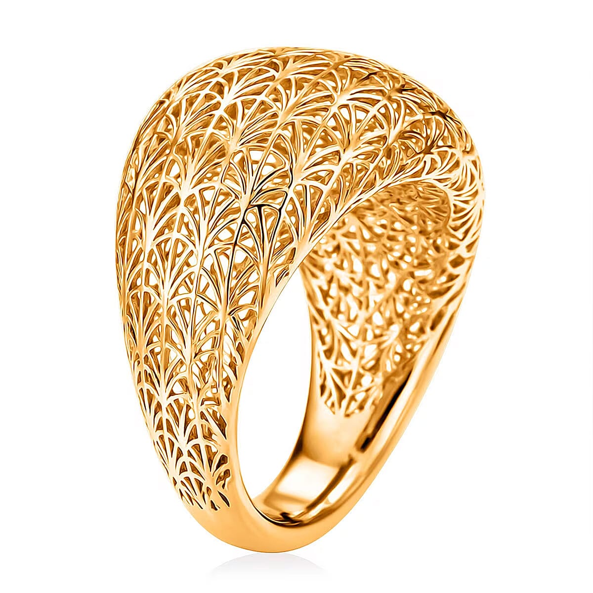 D'Joy 14K YG Over Sterling Silver Geometric Openwork Ring (Size 5.0) (3.60 g) image number 6