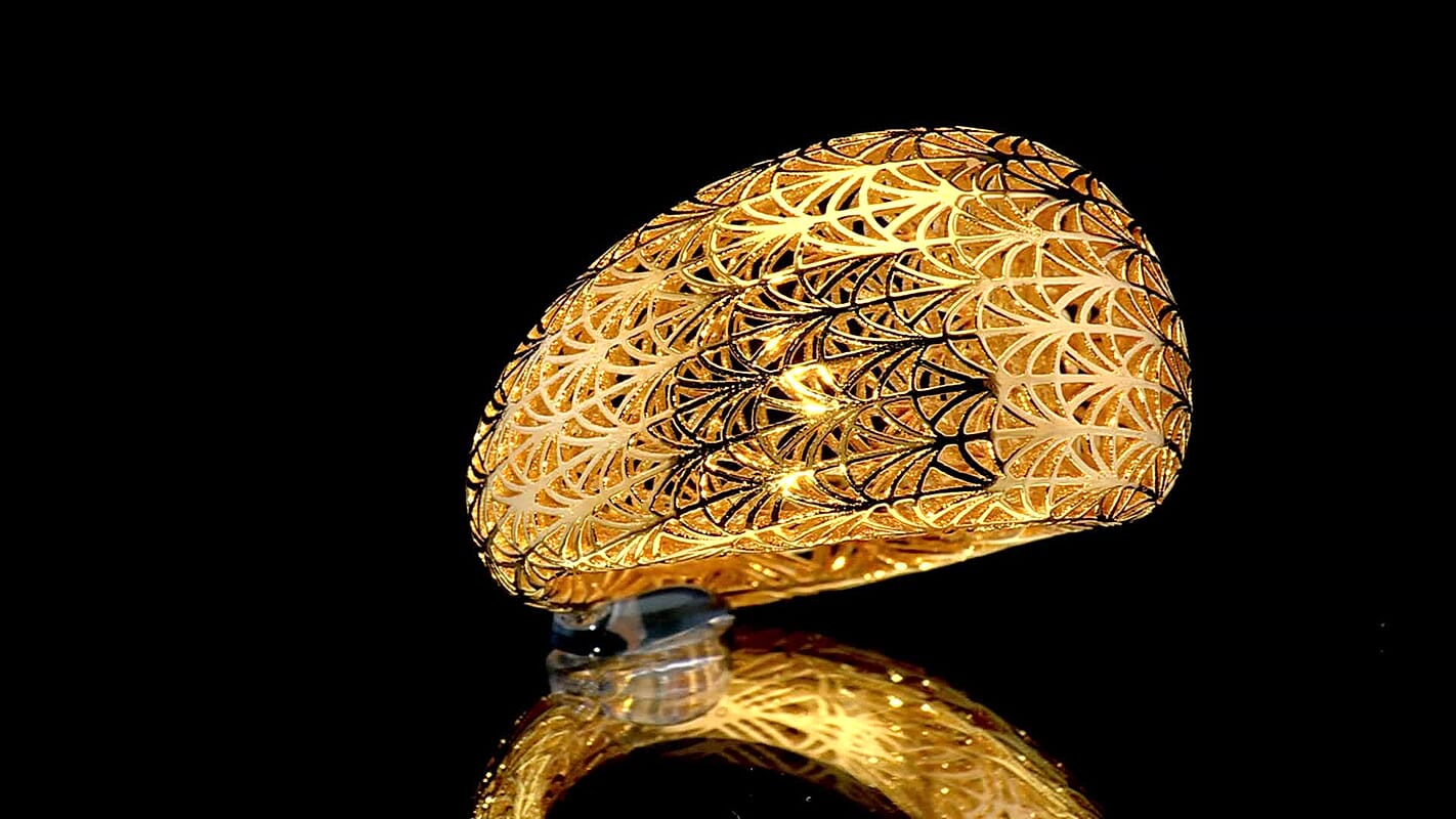 D'Joy 14K YG Over Sterling Silver Geometric Openwork Ring (Size 10.0) (3.60 g)