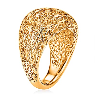 D'Joy 14K YG Over Sterling Silver Geometric Openwork Ring (Size 8.0) (3.60 g)