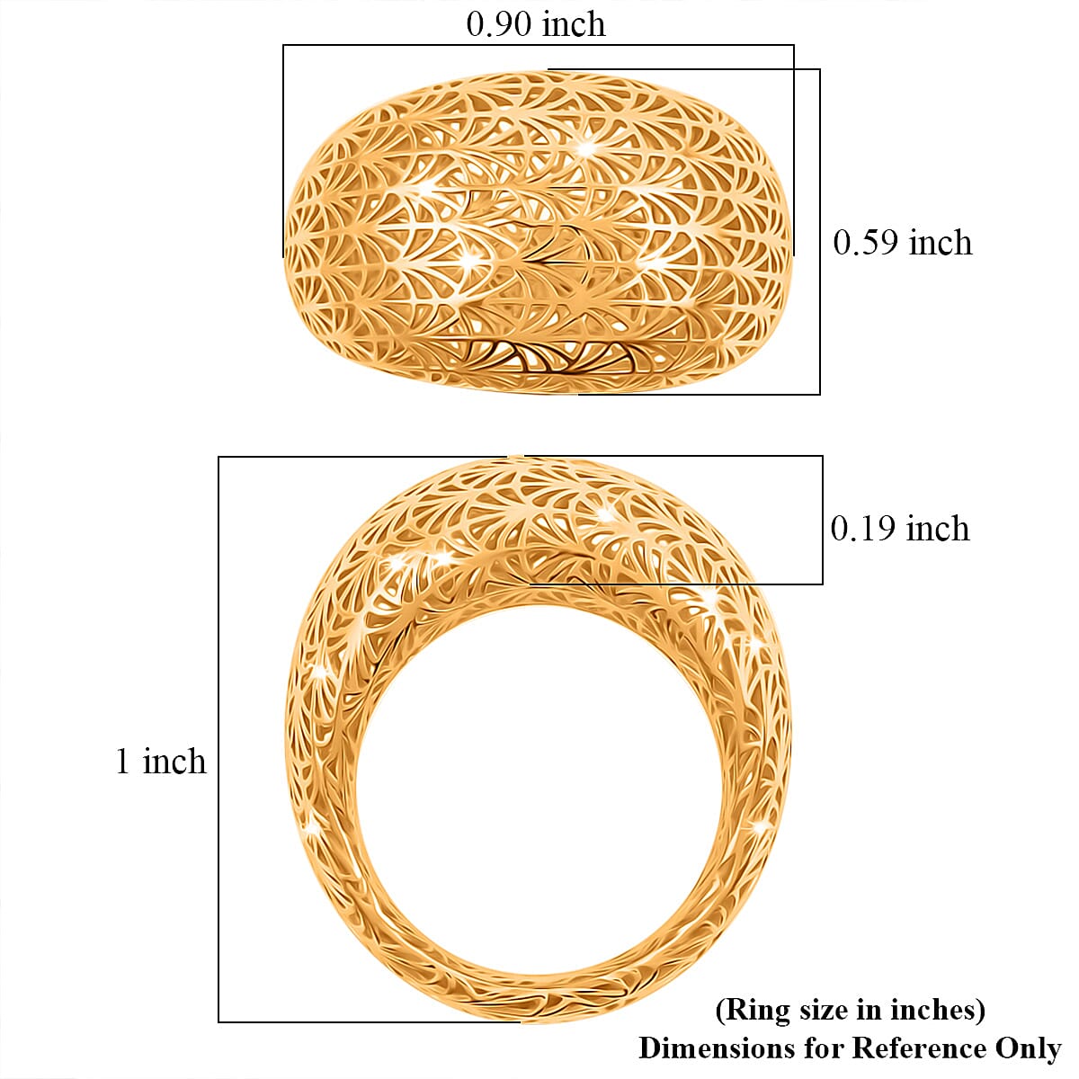 D'Joy 14K YG Over Sterling Silver Geometric Openwork Ring (Size 9.0) (3.60 g) image number 5