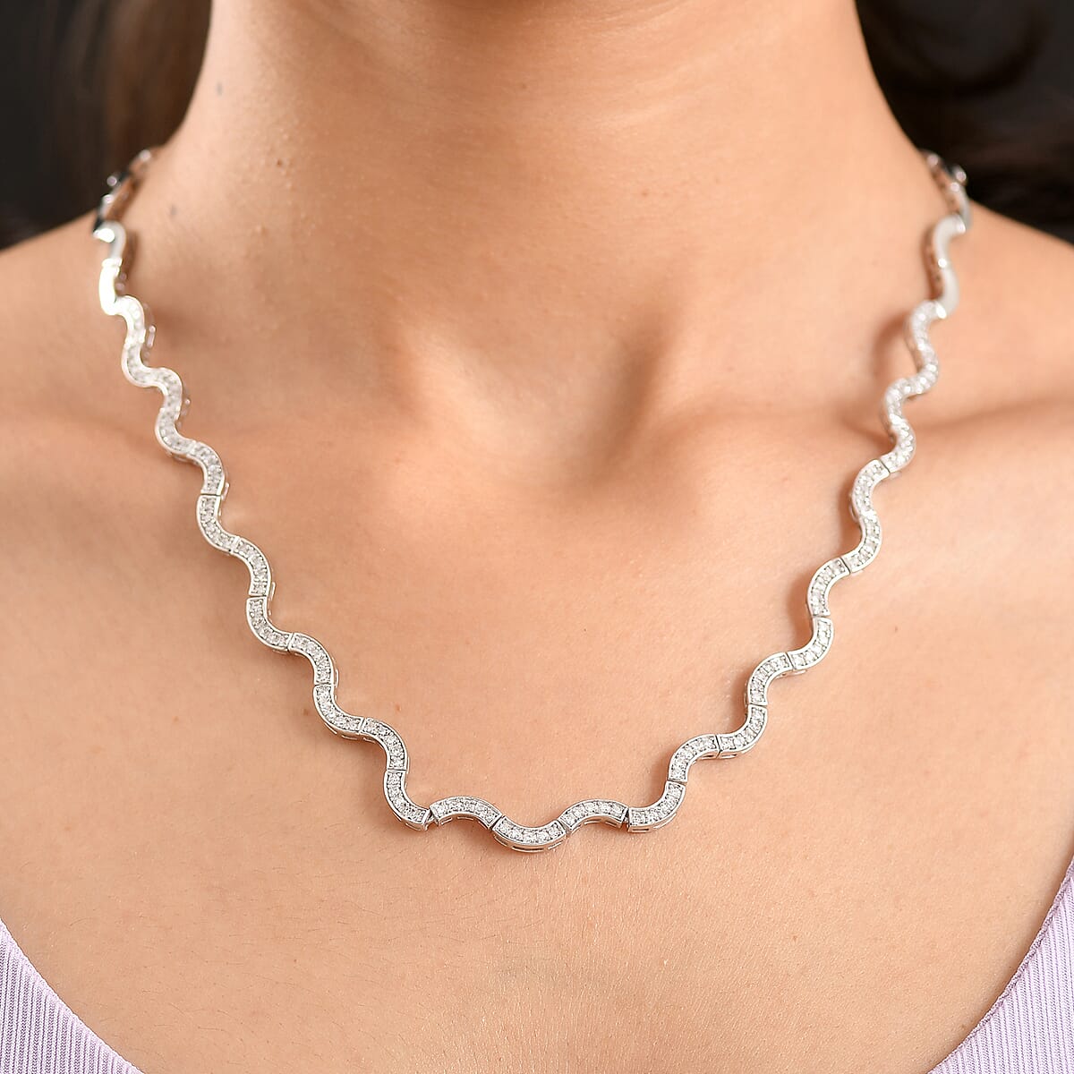 Luxuriant Lab Grown Diamond G-H SI 2.10 ctw  Necklace in Rhodium Over Sterling Silver 20 Inches image number 2