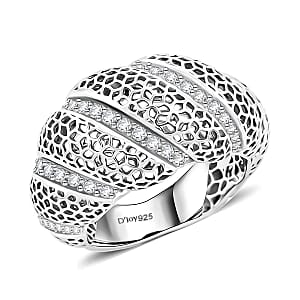 D'Joy Simulated Diamond Ring in Rhodium Over Sterling Silver (Size 10.0)