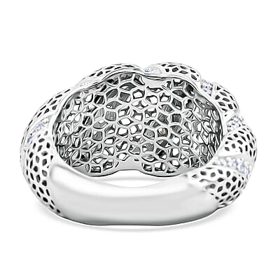 D'Joy Simulated Diamond Ring in Rhodium Over Sterling Silver (Size 11.0)