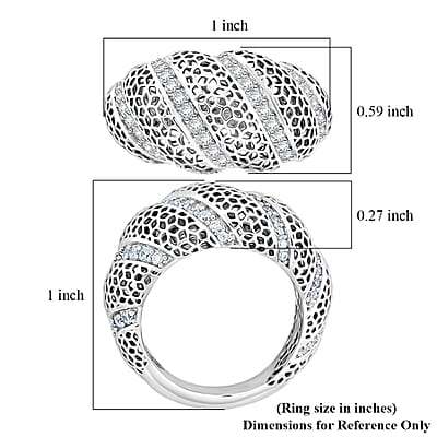 D'Joy Simulated Diamond Ring in Rhodium Over Sterling Silver (Size 11.0)