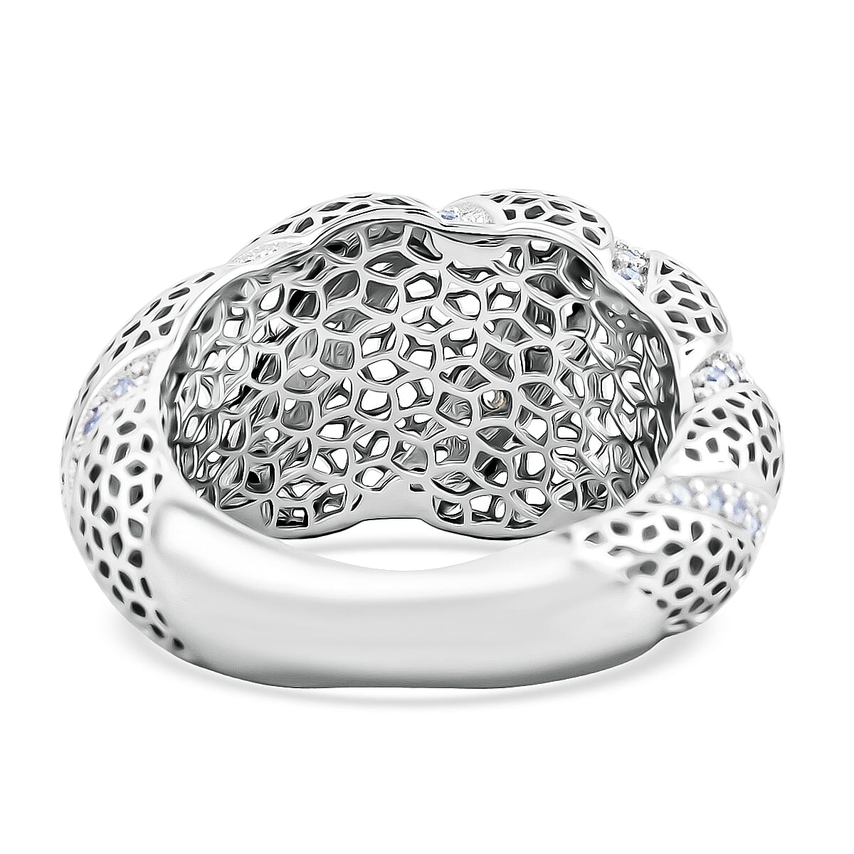 D'Joy Simulated Diamond Ring in Rhodium Over Sterling Silver (Size 8.0) image number 4