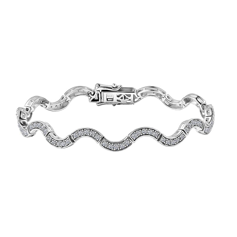 Luxuriant Lab Grown Diamond G-H SI 1.50 ctw Bracelet in Rhodium Over Sterling Silver (7.25 In)
