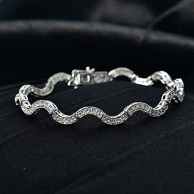 Luxuriant Lab Grown Diamond G-H SI 1.50 ctw Bracelet in Rhodium Over Sterling Silver (7.25 In)