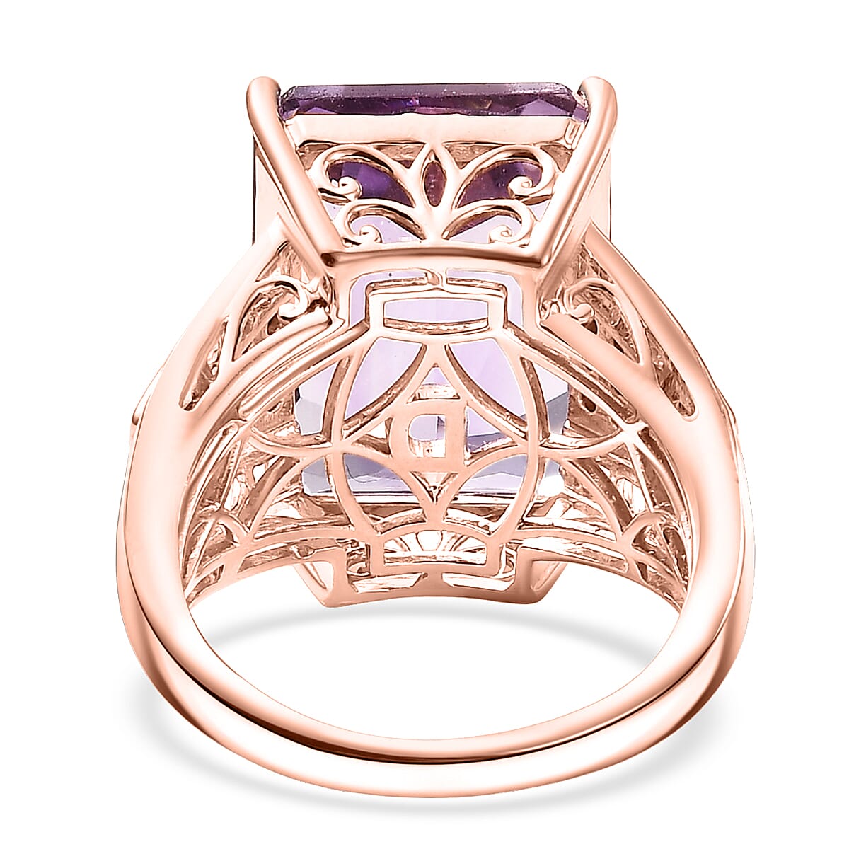 Doorbuster D'Joy Premium Rose De France Amethyst and Multi Gemstone 15.00 ctw Crowned Aura Ring in 18K Vermeil Rose Gold Over Sterling Silver (Size 6.0) image number 4