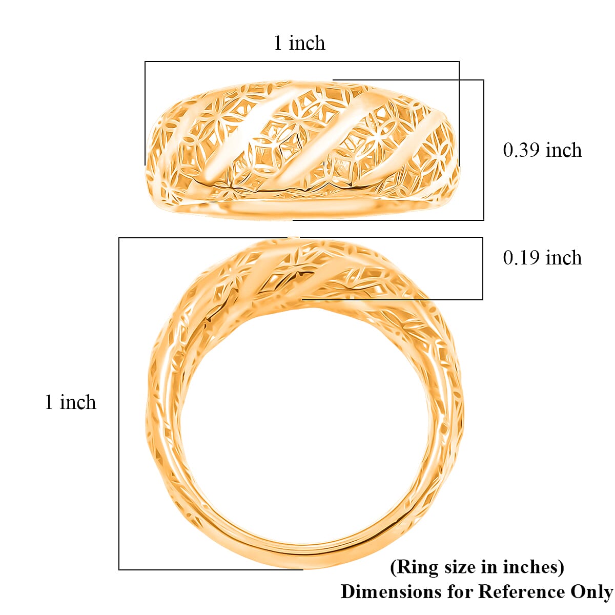 D'Joy 14K YG Over Sterling Silver Textured Ring (Size 7.0) (4 g) image number 4
