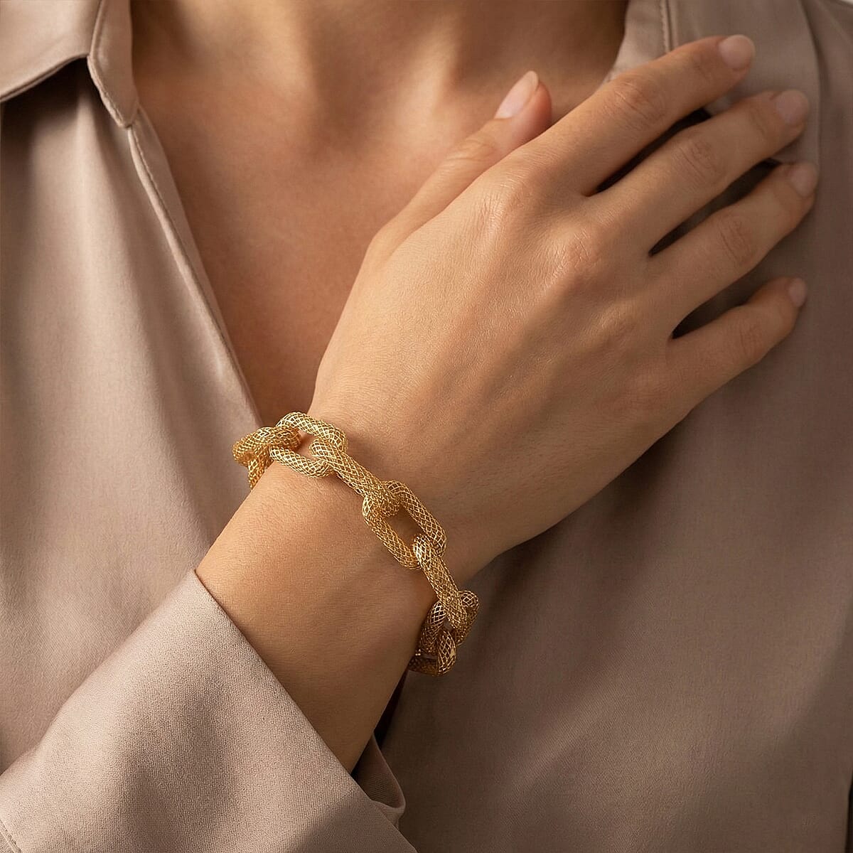 D'Joy 14K YG Over Sterling Silver Paperclip Bracelet (6.50 In) (9.70 g) image number 2