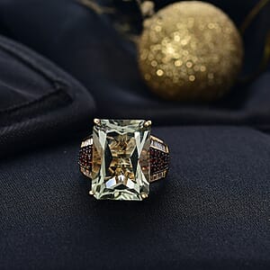 D'Joy Montezuma Prasiolite, Multi Gemstone Ring in 18K Vermeil YG Over Sterling Silver 15.65 ctw (Size 10.0)