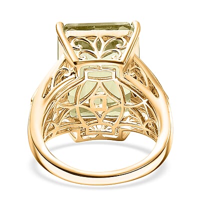 D'Joy Montezuma Prasiolite, Multi Gemstone Ring in 18K Vermeil YG Over Sterling Silver 15.65 ctw (Size 10.0)