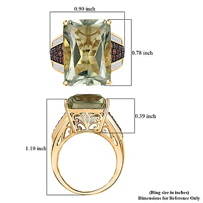 D'Joy Montezuma Prasiolite, Multi Gemstone Ring in 18K Vermeil YG Over Sterling Silver 15.65 ctw (Size 10.0)