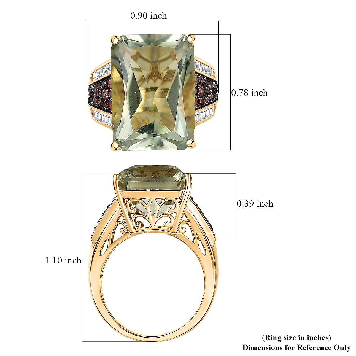 D'Joy Montezuma Prasiolite, Multi Gemstone Ring in 18K Vermeil YG Over Sterling Silver 15.65 ctw (Size 6.0) image number 5