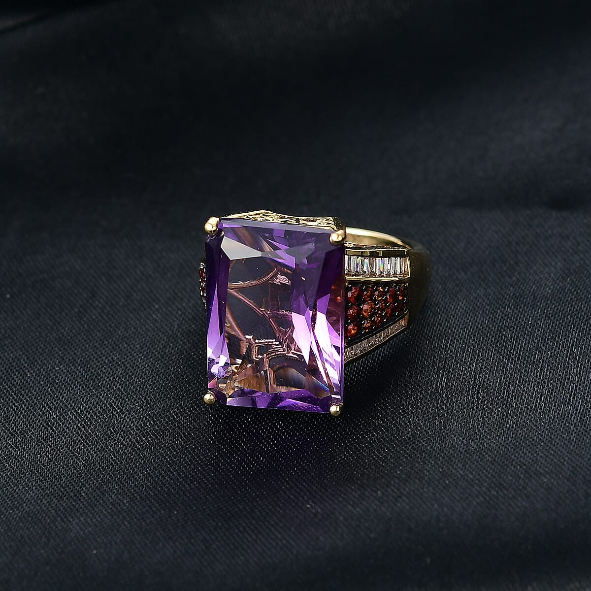 D'Joy African Amethyst, Multi Gemstone Ring in 18K Vermeil YG Over Sterling Silver 16.80 ctw (Size 8.0) image number 1