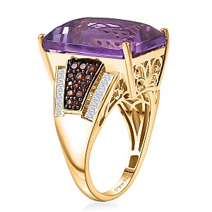 D'Joy African Amethyst, Multi Gemstone Ring in 18K Vermeil YG Over Sterling Silver 16.80 ctw (Size 9.0)