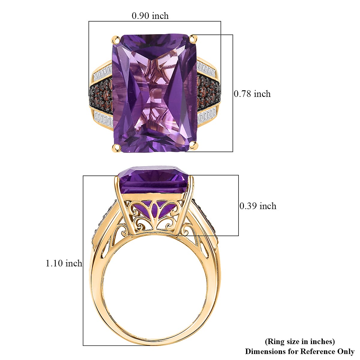 D'Joy African Amethyst, Multi Gemstone Ring in 18K Vermeil YG Over Sterling Silver 16.80 ctw (Size 9.0) image number 5