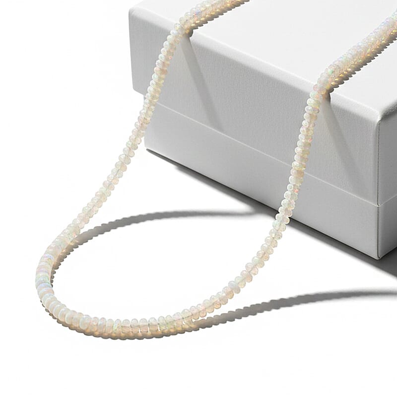 Certified & Appraised Luxoro AAA Ethiopian Welo Opal Beaded Graduated 64 ctw Necklace 18-20 Inches in 10K Yellow Gold