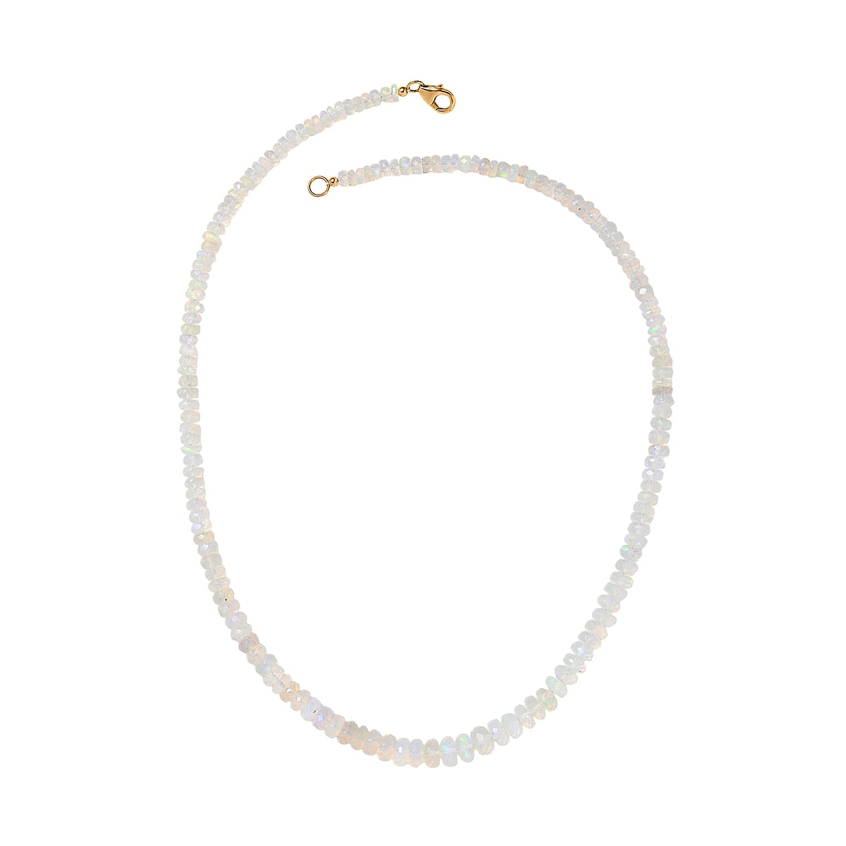 Doorbuster Certified & Appraised Luxoro AAA Ethiopian Welo Opal Beaded Graduated 64 ctw Necklace 18-20 Inches in 10K Yellow Gold  image number 3