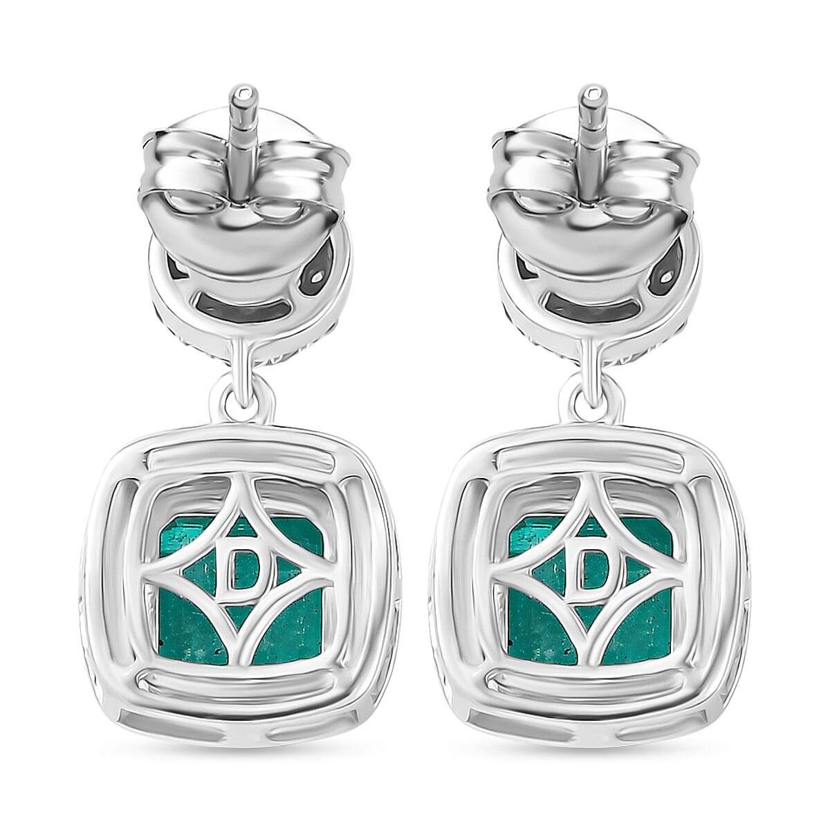 D'Joy Emeraldine Quartz (Triplet) and White Zircon 4.50 ctw Earrings in Platinum Over Sterling Silver