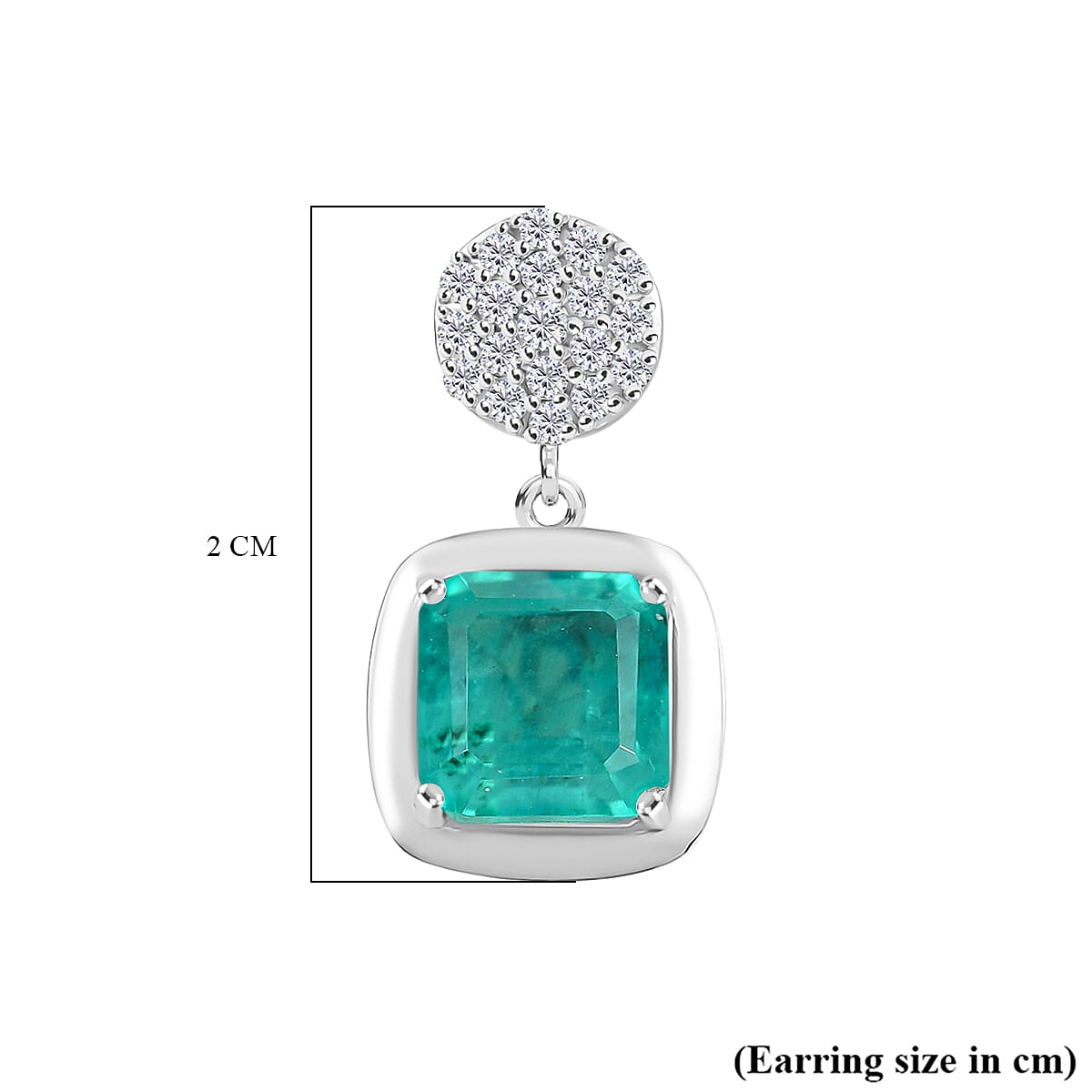 D'Joy Emeraldine Quartz (Triplet) and White Zircon 4.50 ctw Earrings in Platinum Over Sterling Silver