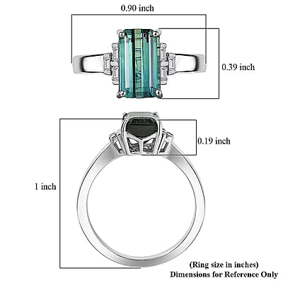 Luxoro AAA Mint Tourmaline and Diamond I2 2.20 ctw Ring in 14K White Gold (Size 12.0) 4.00 Grams