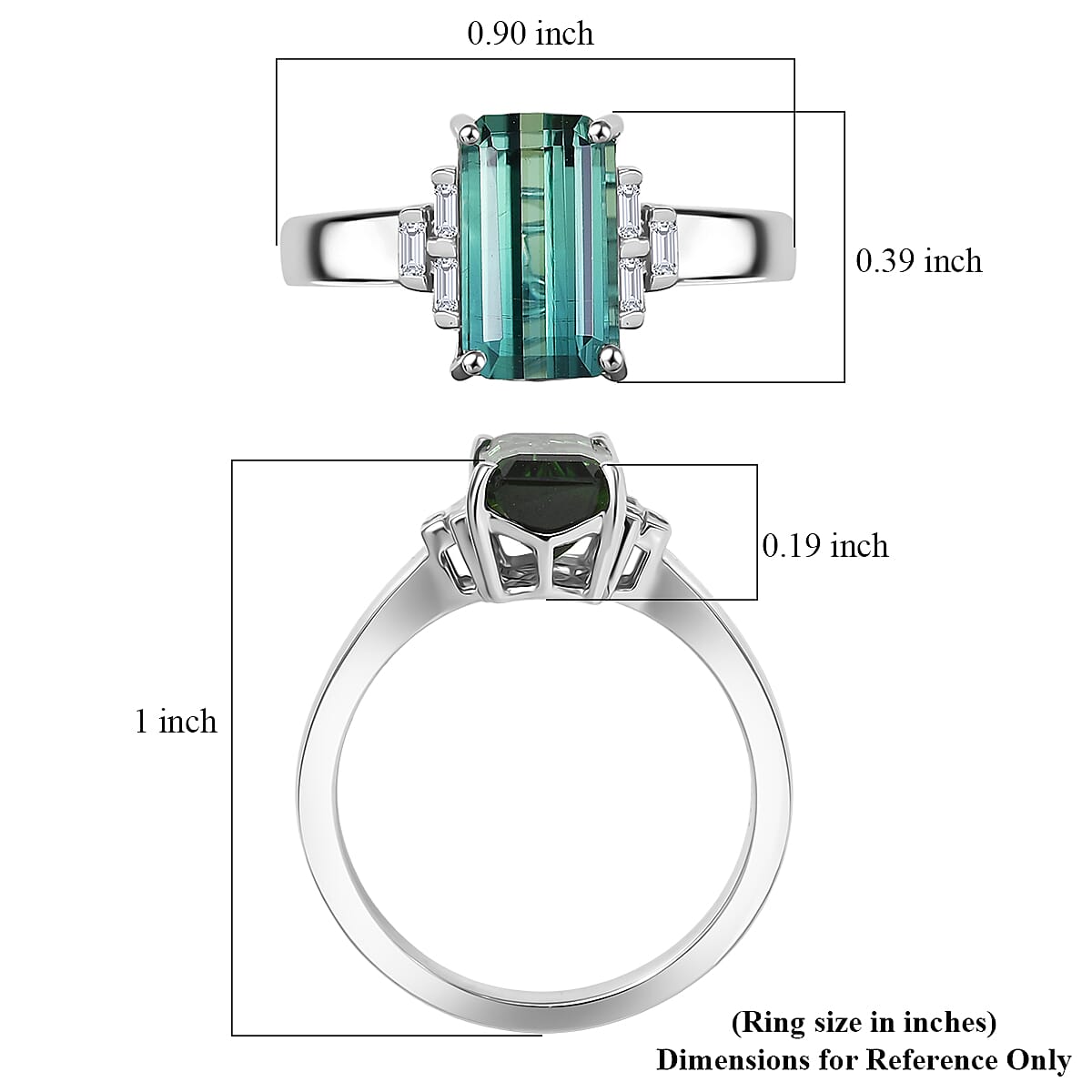 Luxoro AAA Arquiana Mint Tourmaline and Diamond I2 2.20 ctw Ring in 14K White Gold (Size 8.0) 4.00 Grams image number 5
