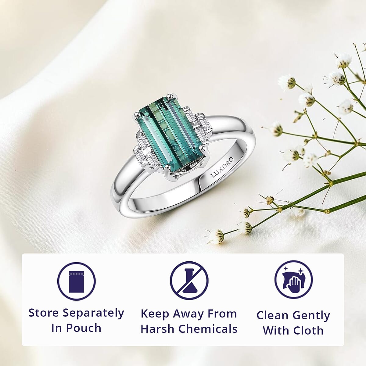Luxoro AAA Arquiana Mint Tourmaline and Diamond I2 2.20 ctw Ring in 14K White Gold (Size 9.0) 4.00 Grams image number 4