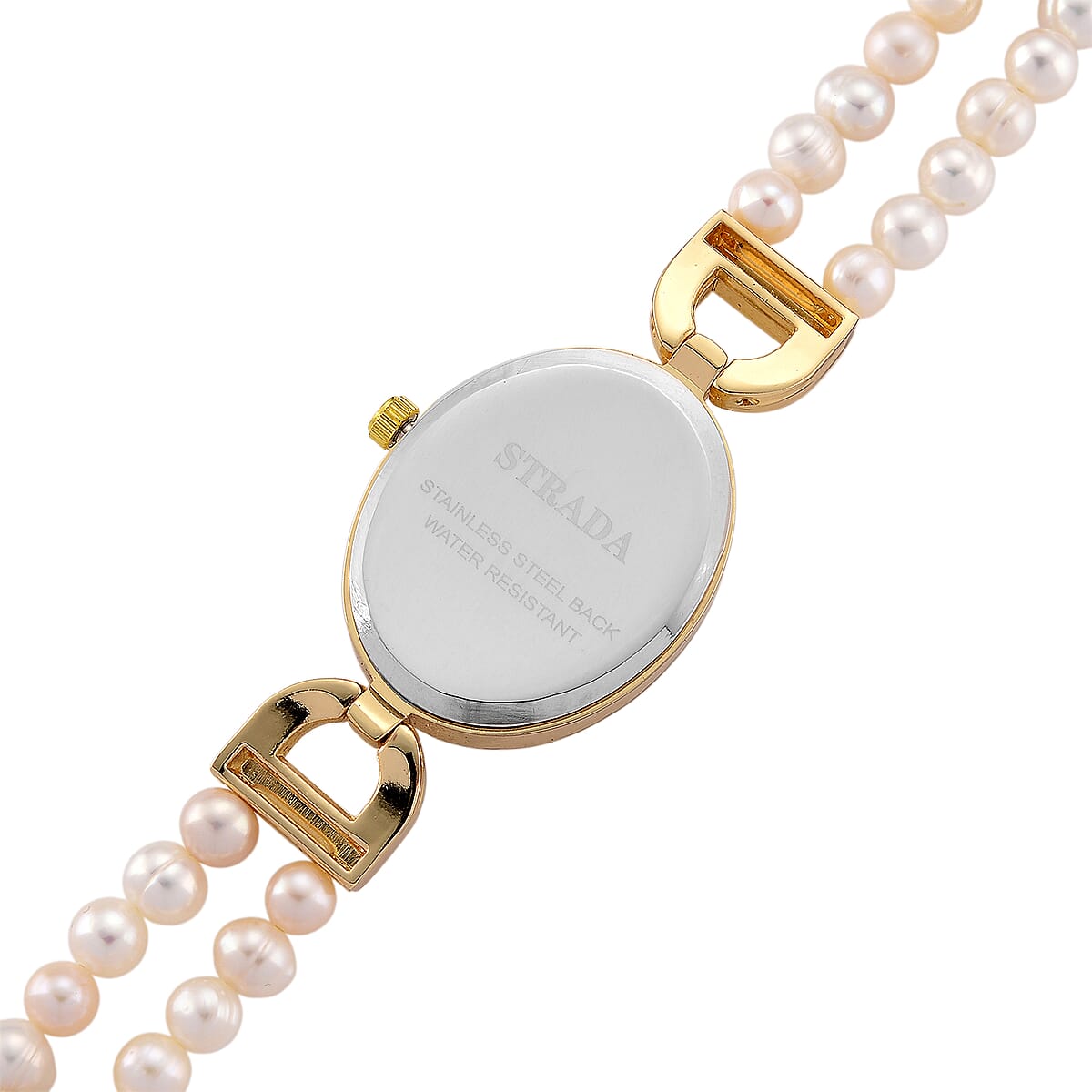 Strada Fresh Water Pearl, Austrian Crystal Japanese Movement Watch in Goldtone image number 7