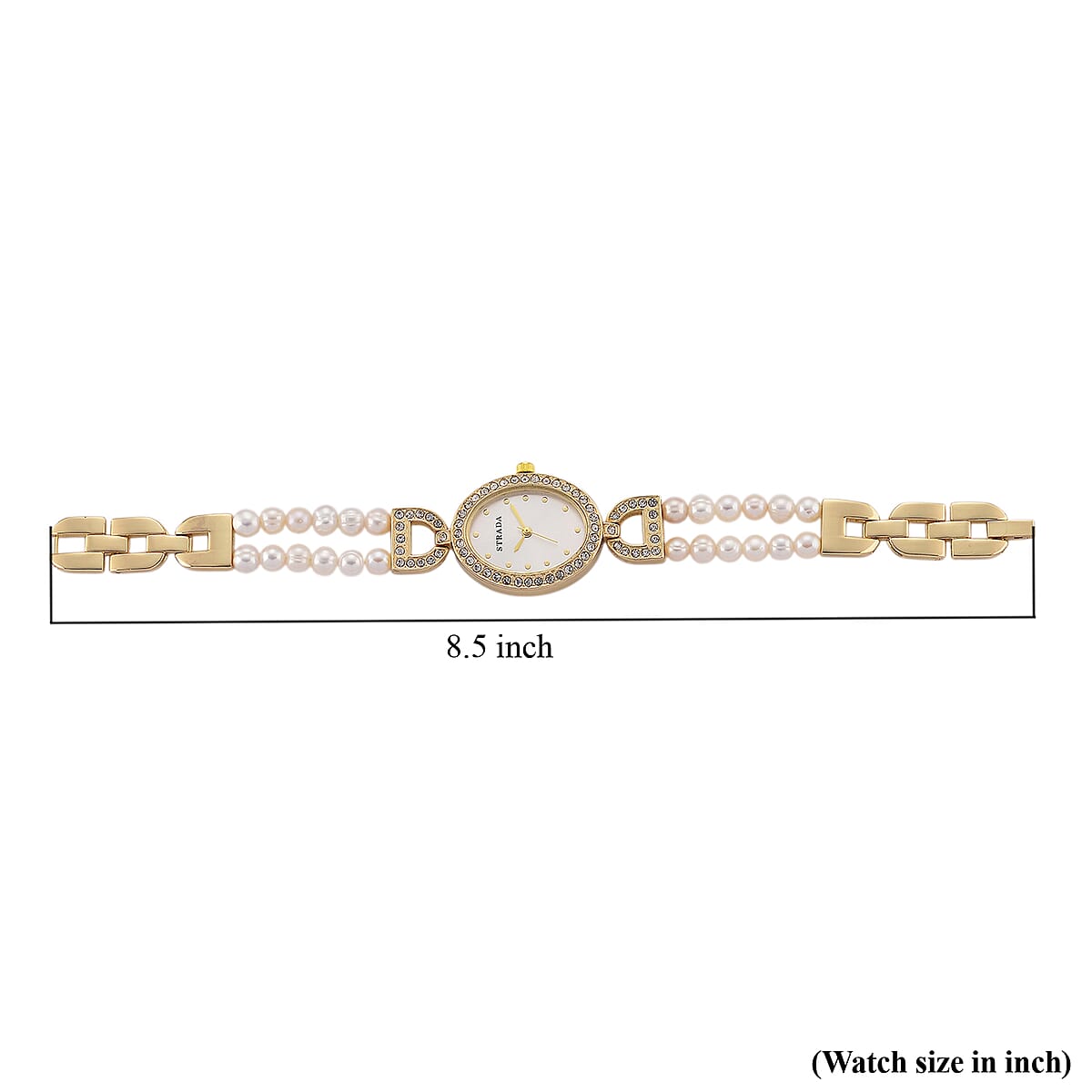 Strada Fresh Water Pearl, Austrian Crystal Japanese Movement Watch in Goldtone image number 8