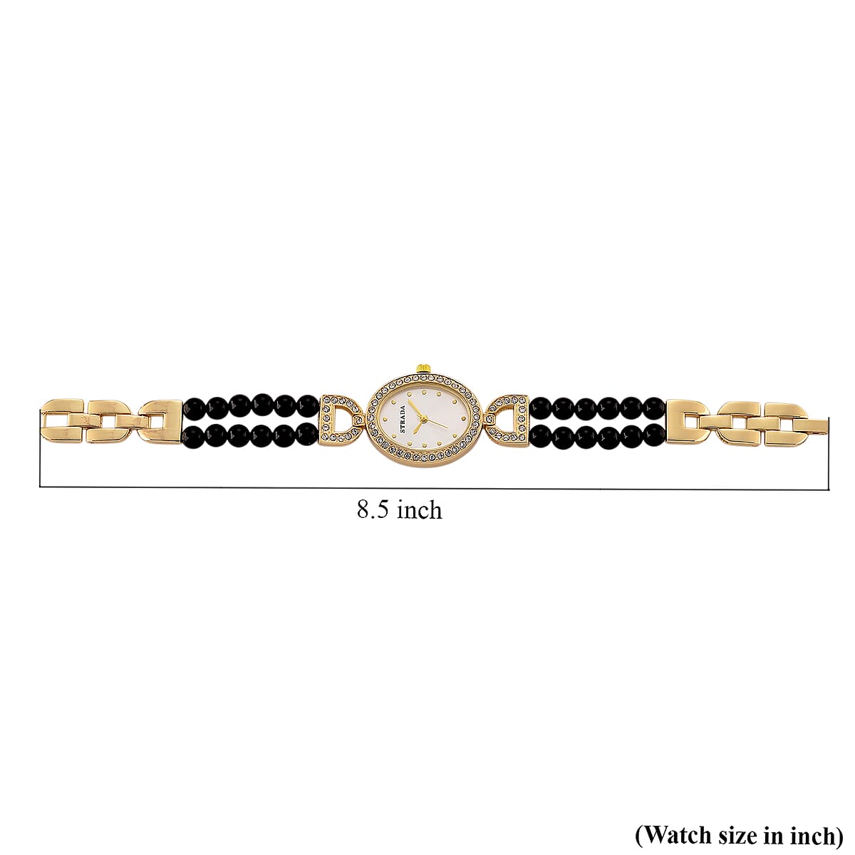 Strada Black Obsidian, Austrian Crystal Japanese Movement Watch in Goldtone 20.00 ctw image number 8