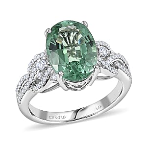 Luxoro AAA Mint Tourmaline, Diamond Ring in 14K White Gold 4.50 ctw (Size 10.0)