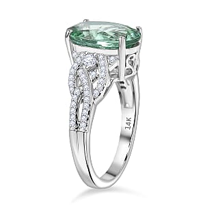 Luxoro AAA Mint Tourmaline, Diamond Ring in 14K White Gold 4.50 ctw (Size 10.0)